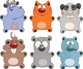 lovely animal cartoon style vector material 01
