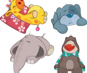 lovely animal cartoon style vector material 03