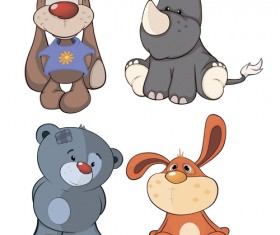 lovely animal cartoon style vector material 05