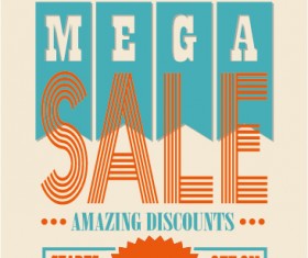 mega sale advertising poster retro vector 04