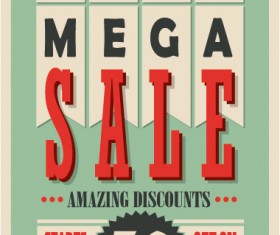 mega sale advertising poster retro vector 05