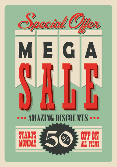 mega sale advertising poster retro vector 05