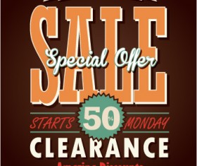 mega sale advertising poster retro vector 06