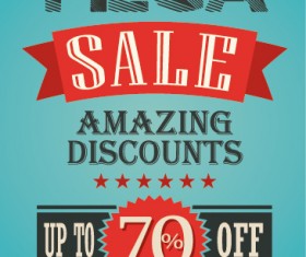 mega sale advertising poster retro vector 08