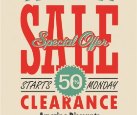 mega sale advertising poster retro vector 09