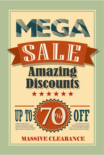 mega sale advertising poster retro vector 10