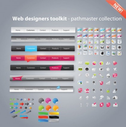 web design button with icons toolkit vector