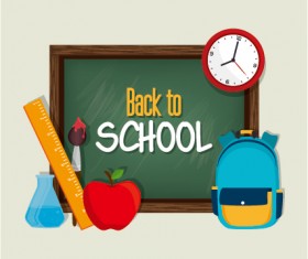 Apple with school elements background vector 01