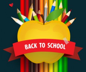 Apple with school elements background vector 03