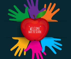 Apple with school elements background vector 04