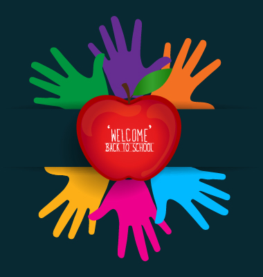 Apple with school elements background vector 04