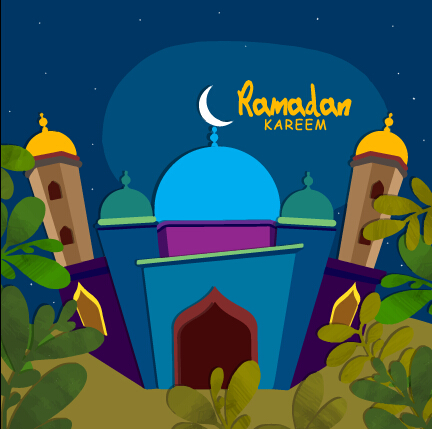 Background ramadan mubarak vector design set 04