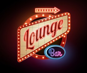 Bar neon boards vectors material 01