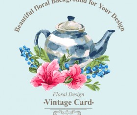 Beautiful floral background vintage card vector 03
