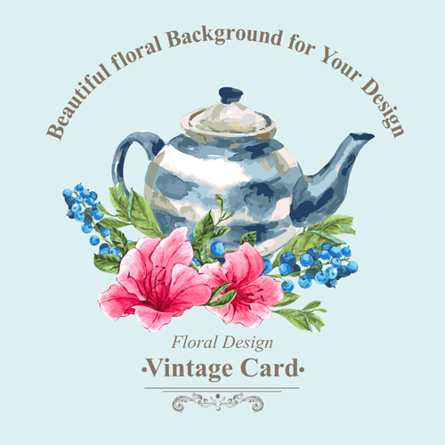 Beautiful floral background vintage card vector 03