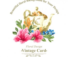Beautiful floral background vintage card vector 05