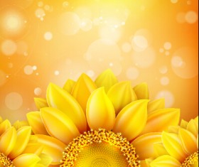 Beautiful sunflowers golden background set vector 02