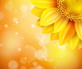 Beautiful sunflowers golden background set vector 09