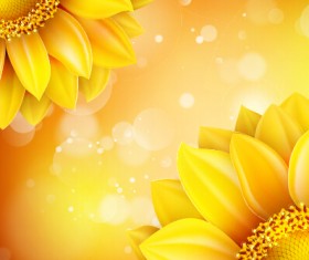 Beautiful sunflowers golden background set vector 10