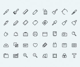 Black outline life icons vectors