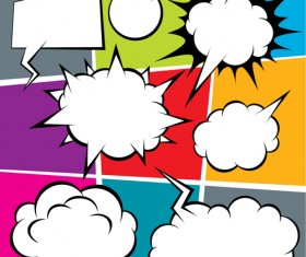Blank text clouds cartoon styles vector 04