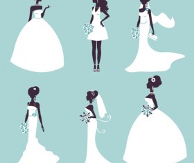Bride and wedding silhouettes vector material