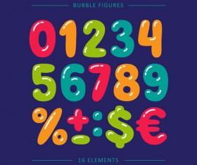 Bubble numbers and symbols cartoon vector