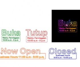 Business hours neon billboards vector