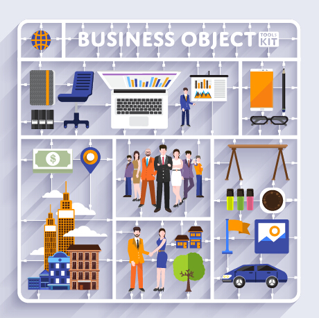 Business object flat vector design set 06