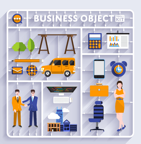 Business object flat vector design set 07