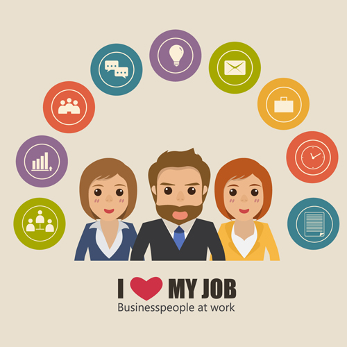 Business people working vector templates set 01