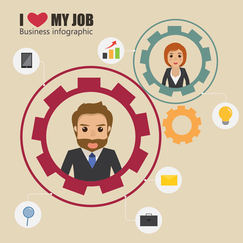 Business people working vector templates set 02