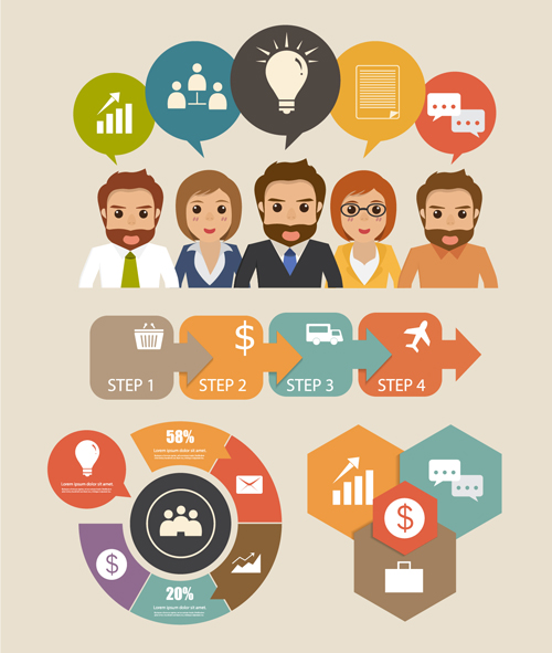 Business people working vector templates set 10