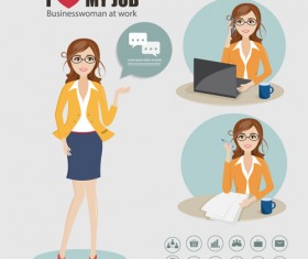 Business people working vector templates set 12