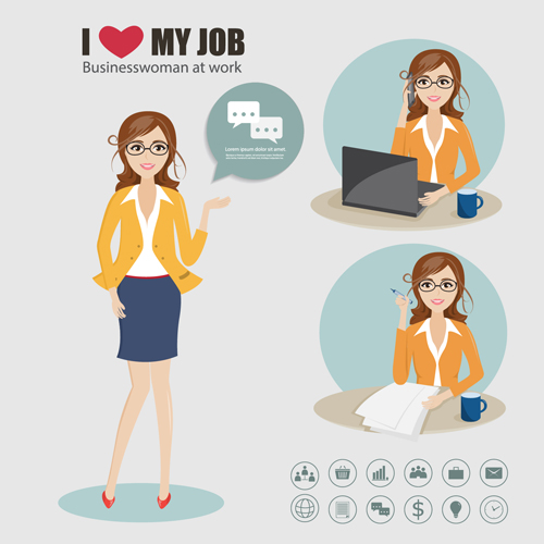 Business people working vector templates set 12