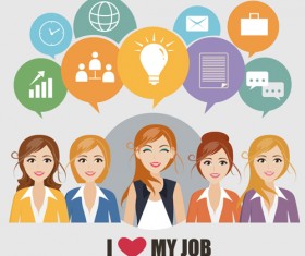 Business people working vector templates set 15