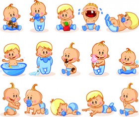 Cartoon baby funny vector material 01