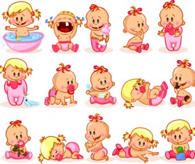 Cartoon baby funny vector material 02
