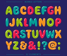 Cartoon bubble letters vector material