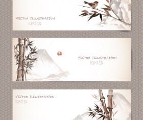 Chinese painting styles banner vectors 01