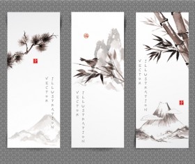 Chinese painting styles banner vectors 02