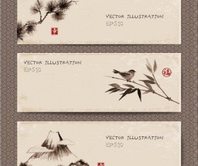 Chinese painting styles banner vectors 03