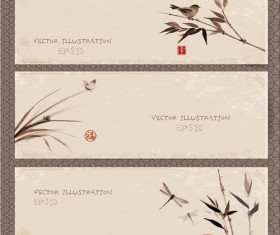 Chinese painting styles banner vectors 04
