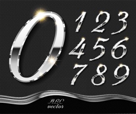 Chrome silver numerals vector material