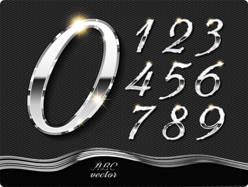 Chrome silver numerals vector material