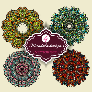 Circular mandalas design vector material 04