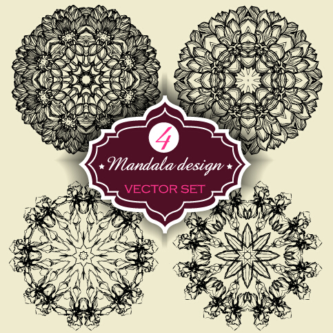 Circular mandalas design vector material 06