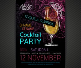 Cocktail party hand drawn flyer vector material