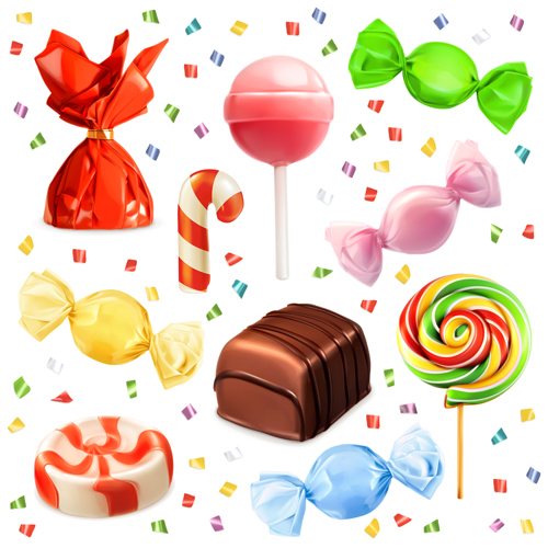 Colored candies vector design material 02