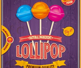 Colored lollipop vintage styles poster vector 01